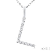 1/20 ctw Initial 'L' Round Cut Diamond Fashion Pendant With Chain in Sterling Silver